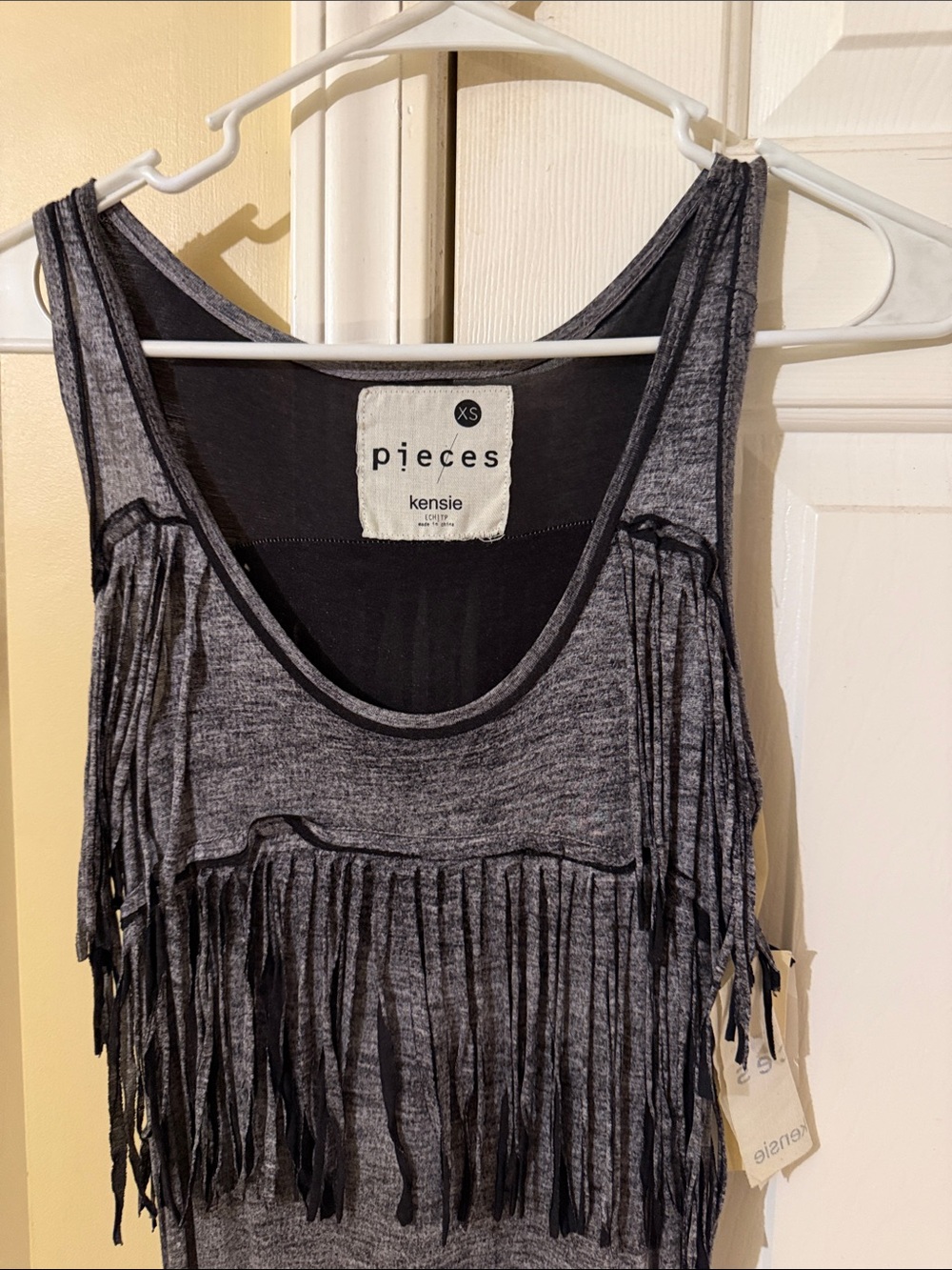 Kensie Grey Fringe Maxi Dress - Picture 2 of 3